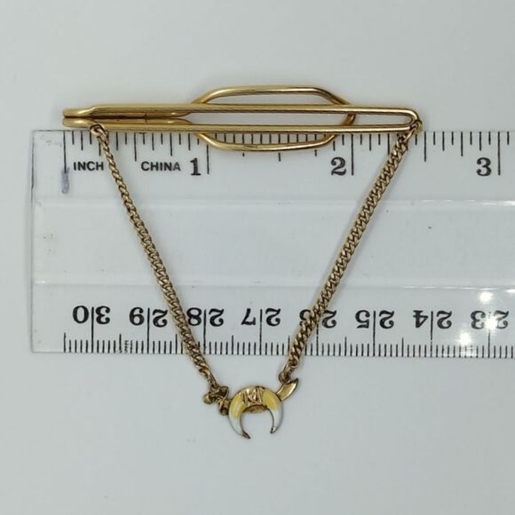 Vintage Hartzber Shriners Masonic Pendant Chain Tie Bar Clip 12K Gold Filled - Picture 7 of 8